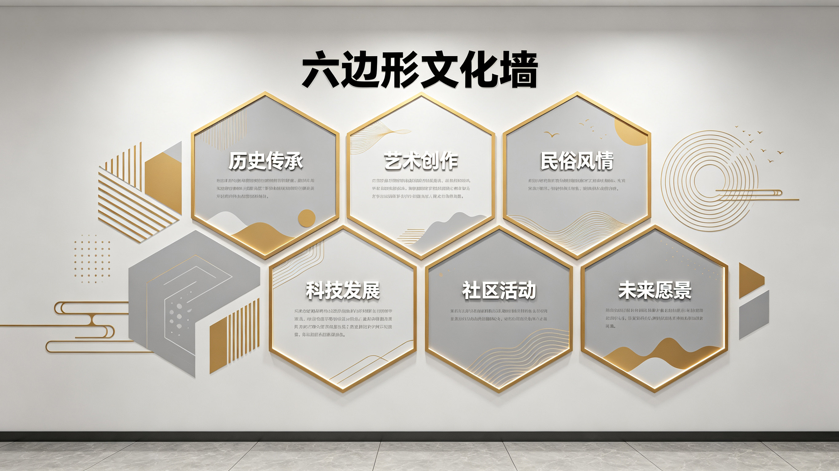  休宁企业文化墙 | 六边形信息美学